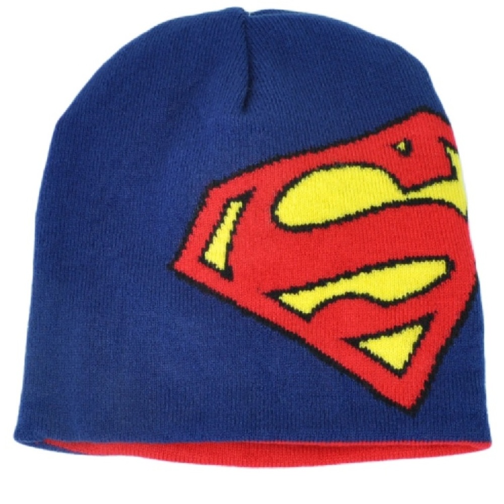 REVERSIBLE SUPERMAN SHIELD'S BEANIE HAT CAP (NWT)